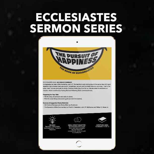 Text: Ecclesiastes Sermon Series 
Mockup: Sermon Script Page in iPad 