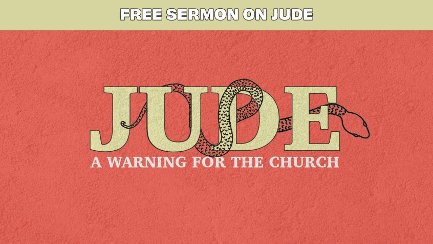 Top Text: Free Sermon on Jude Primary Text: Jude with snake pictured moving through it Subtext: A Warning for the Church