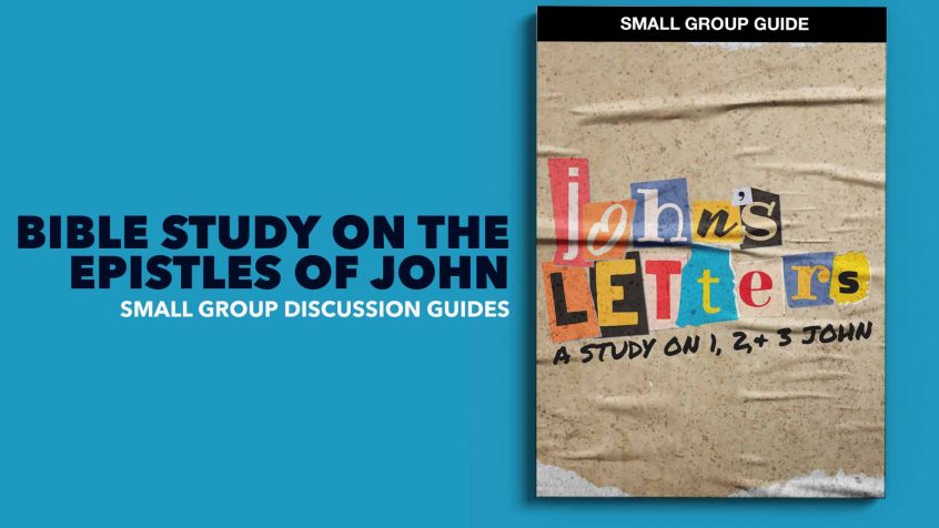 Side Text: Bible Study on First Second and Third John Image: Mockup of Bible Study booklet Called "John's Letters"